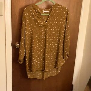 Mustard Geometric Print Blouse